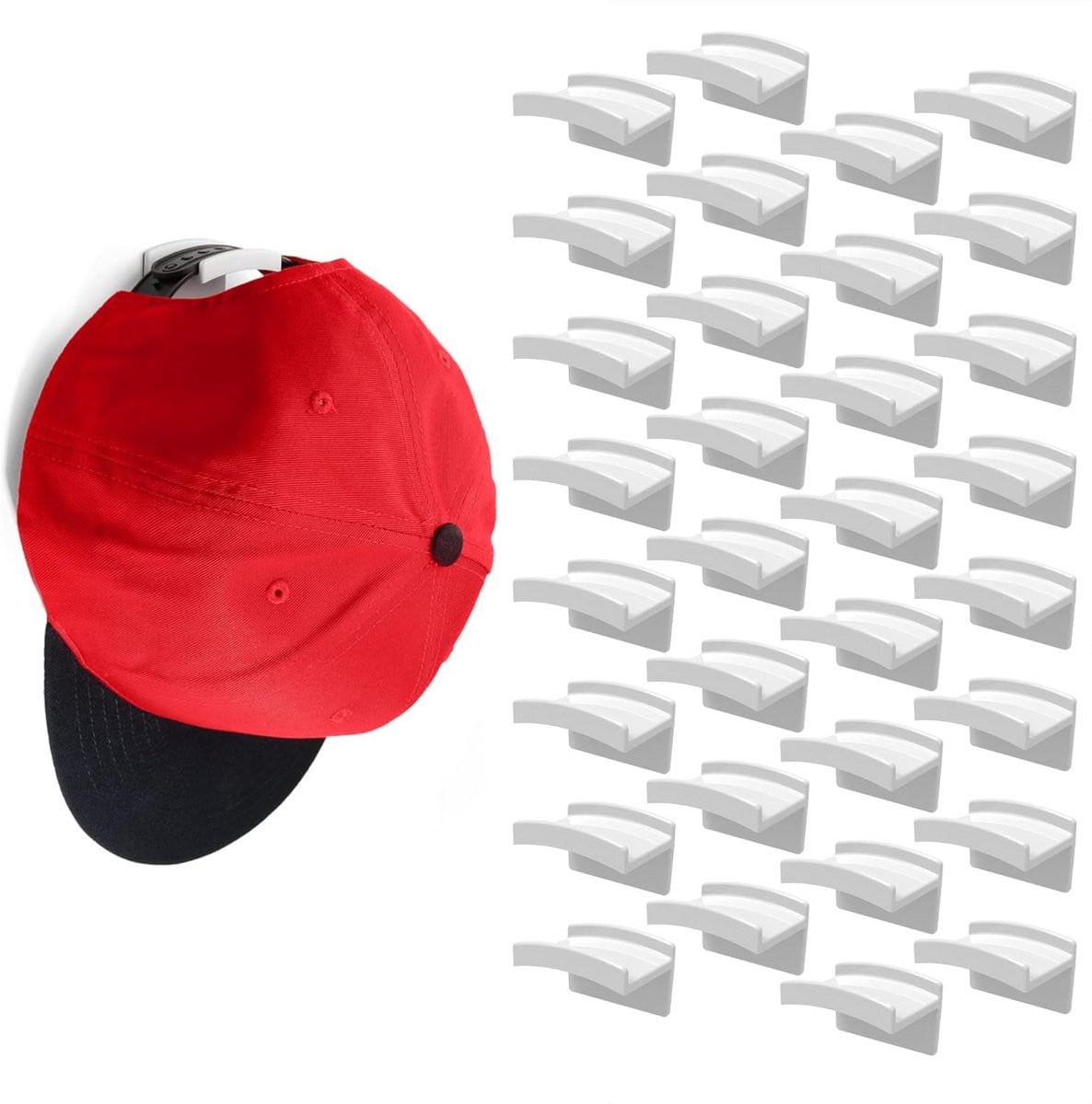 Zelfklevende Hoedhaken Wit - 32 Stuks - Minimalistische Hangers voor het Opbergen van Hoeden zonder Boren