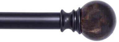"Kenney® Marble Ball 1"" Value Decorative Window Curtain Rod, 30-84"", Black"
