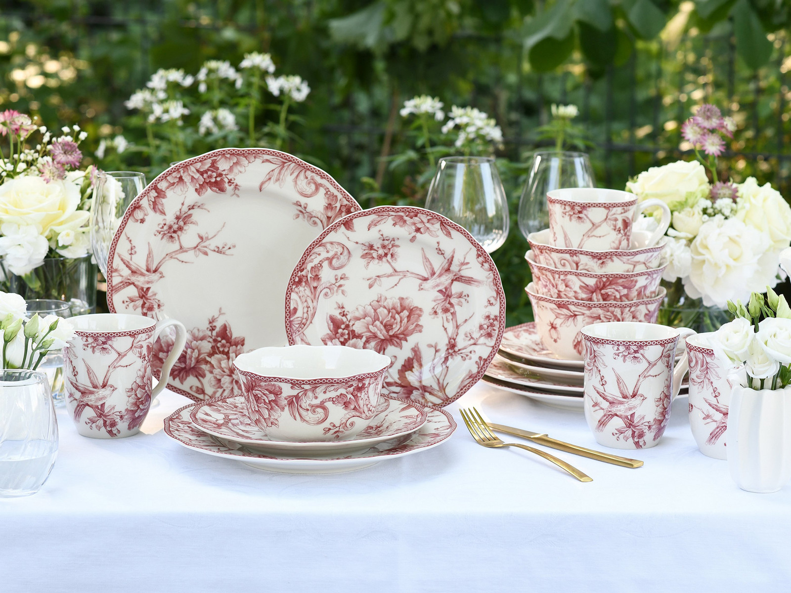 home24 Serviesset Adelaide 16-delig rood/rood
