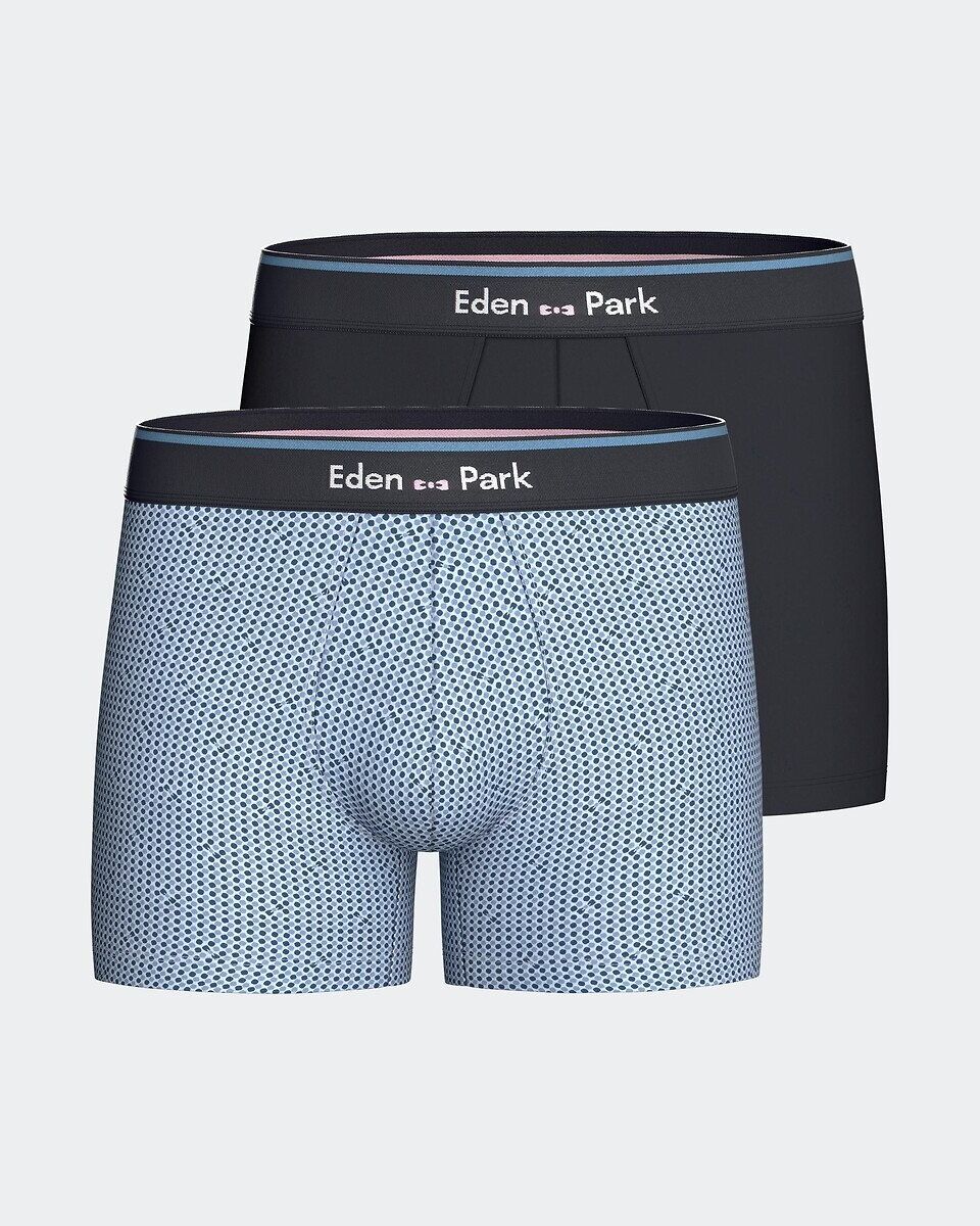 EDEN PARK Lot de 2 boxers, 1 uni et 1 imprimé