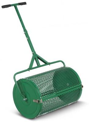 Costway 24 Inch Compost Spreader Peat Moss Spreader Roller with Height-Adjustable T-Shaped Handle-Green
