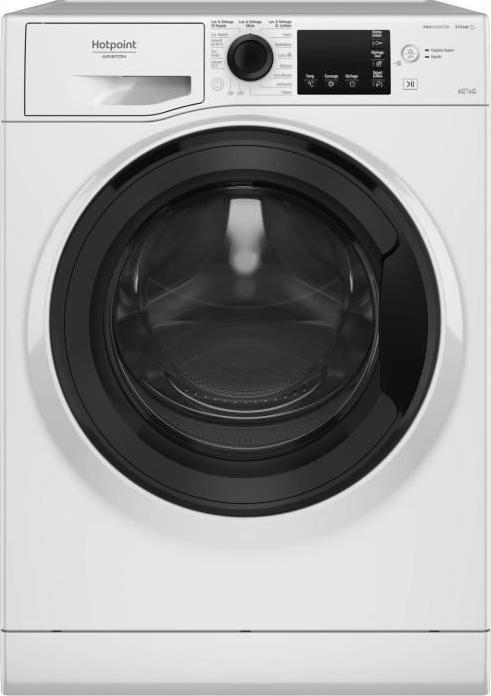 Waschtrockner HOTPOINT NDB8635KFR, 8/6 kg, Induktion, 60 cm breit, 1400 U/min, Weiß