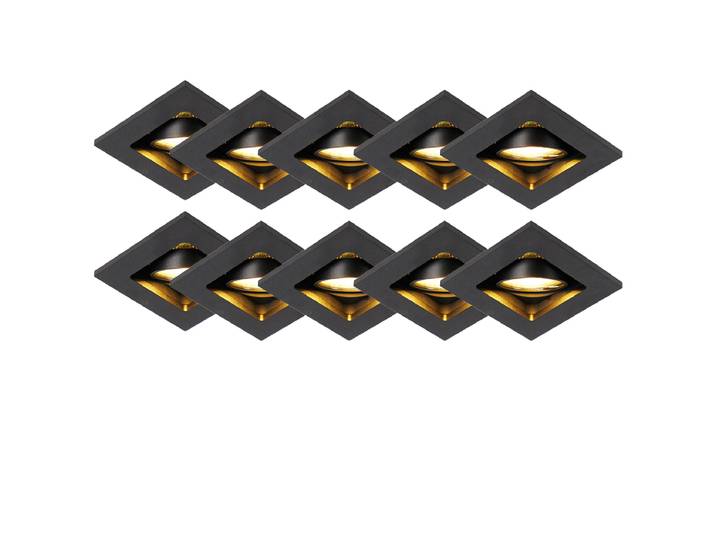 Lot de 10 spots encastrés intelligents noirs avec Wifi GU10 -