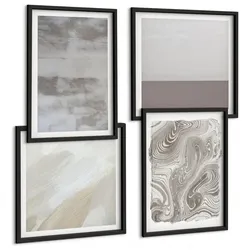 BILDER SET 4er Set - 50x50 cm & 40x60 cm Schwarzer Rahmen - Industriedesignstrukturen