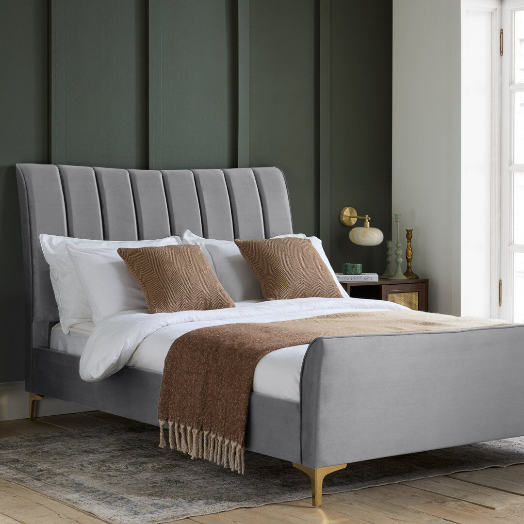 Etta Avenue Latrell Comfort Upholstered Bed Frame Grey Small Double (4')
