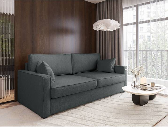 Schlafsofa Grau Cordstoff Rumi 242 x 95 x 110cm mit Schlaffunktion Modern