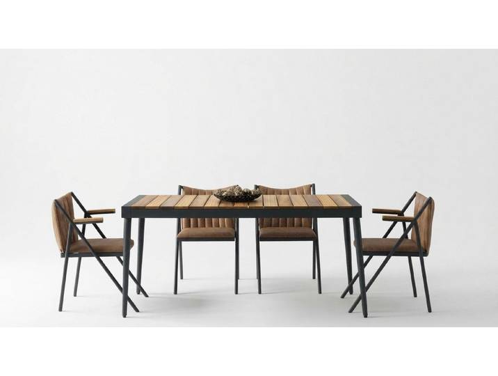 JVmoebel Essgruppe Moderne Essgruppe mit grauem Holztisch und Stühlen, (5-tlg), Made in Europa