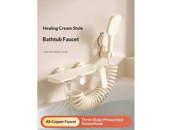 Robinet de baignoire avec mitigeur, robinet de douche mural à débit élevé pour eau chaude et froide, avec fonction cascade