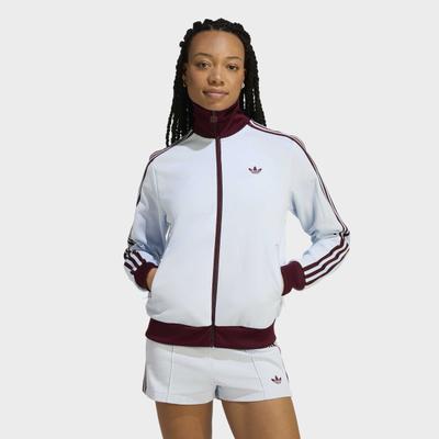 Trainingsjacke ADIDAS ORIGINALS "BECKENBAUER TT", Damen, Gr. XS, weiß (crystal sky, maroon), Obermaterial: 52% Baumwolle, 48% Polyester, Jacken Trainingsjacke, aus Baumwolle, reguläre Passform