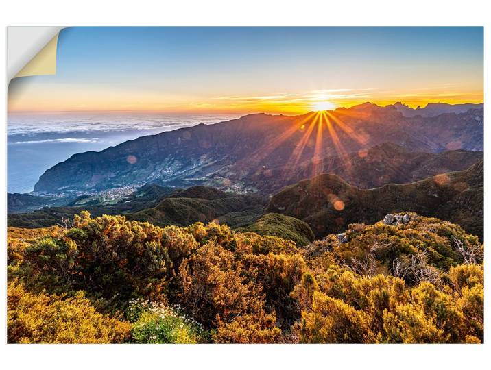 Wandbild ARTLAND Sonnenaufgang über Madeira Bica da Cana , bunt (farbe bild(er): orange), B:120cm H:80cm, Bilder, Wandbild, als Alubild, Leinwandbild, Poster, Wandaufkleber in verschied. Grössen