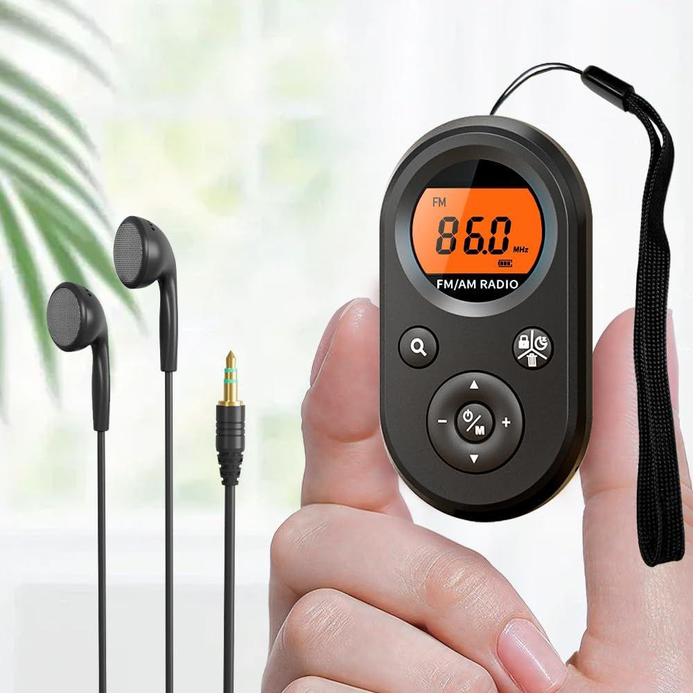 Lustrens Draagbare AM FM Radio, Opladenbare Mini Transistorradio met Lanyard