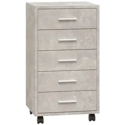 Helloshop26 - Moderner Schubladenschrank mit Rollen 33 x 38 x 63 cm praktisch und flexibel Holzwerkstoff Betongrau 02_0047077