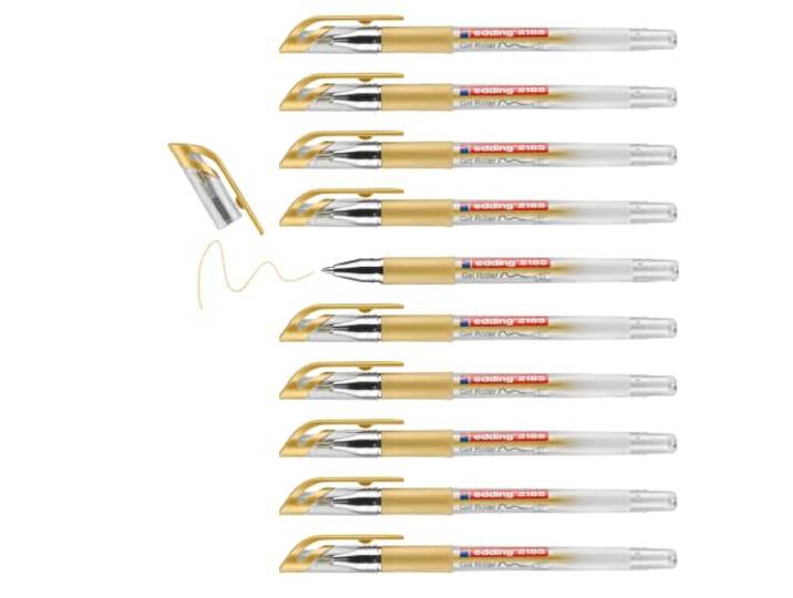 edding 2185 gelroller - goud - 10 stiften - 0,7 mm - gelpens voor schrijven, kleuren, mandala, bullet journal - gelstift schrijven, gelstift tekenen
