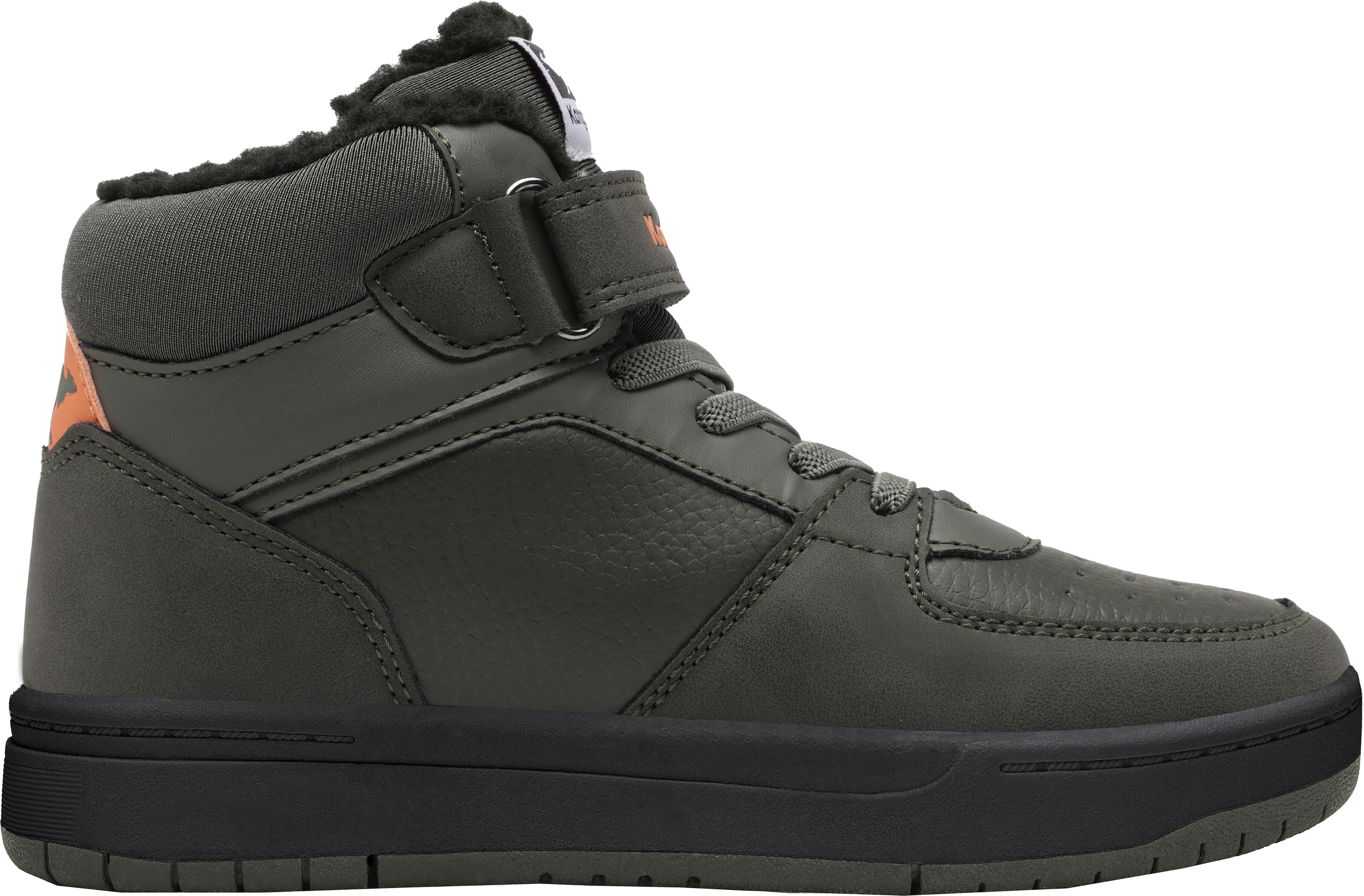 Sneaker KANGAROOS "K-CP Bound Mid EV", Jungen, Gr. 29, grün (military grün, flame), Synthetik, Textil, Schuhe Sneaker, wasserabweisend, wärmendes Innenfutter military grün, flame 29