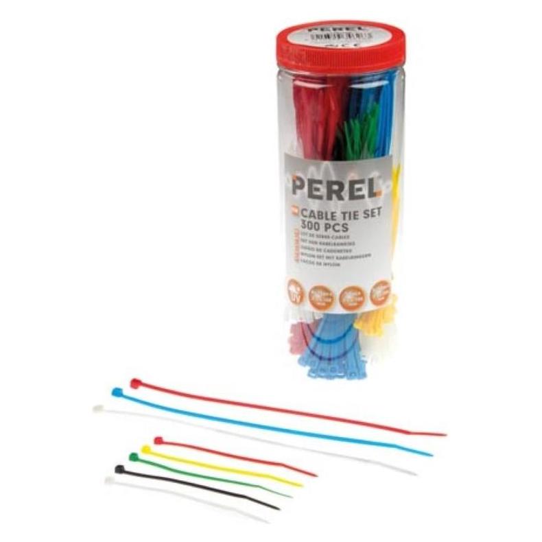 Velleman NYLON-KABELBINDER-SET - VERSCHIEDENE FARBEN (300-tlg.) (Kunststoffkabelbinder, 200 mm, 300 Stk.) (ECTM300)