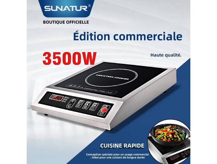 SUNATUR Mini Plaque de cuisson électrique à induction circulaire 220V 2 foyers, cuisinière portable pour une cuisson efficace, idéale pour les mini-cuisinières