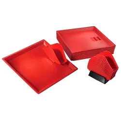 GOLDINOX Set aus 15 Kebab-Serviertabletts + 15 Sandwichhalter-Zangen - ROT