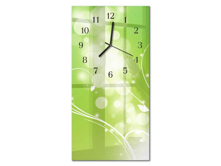 Tulup Wanduhr 60x30 cm - Kaffee, Grün, Glas, Rechteckig, 30x60x0.4 cm, Dekoration, Uhren, Wanduhren