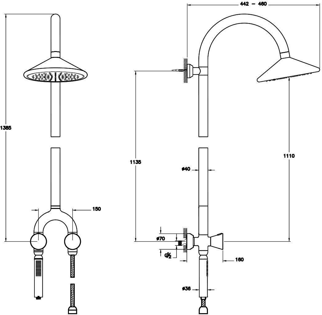 VitrA Liquid Thermostat-Duschsystem mit magnetischer Handbrause