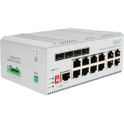 DIGITUS DN-65 Industrial Railmount Gigabit Managed Switch, 8x RJ-45, 4x RJ-45/SFP