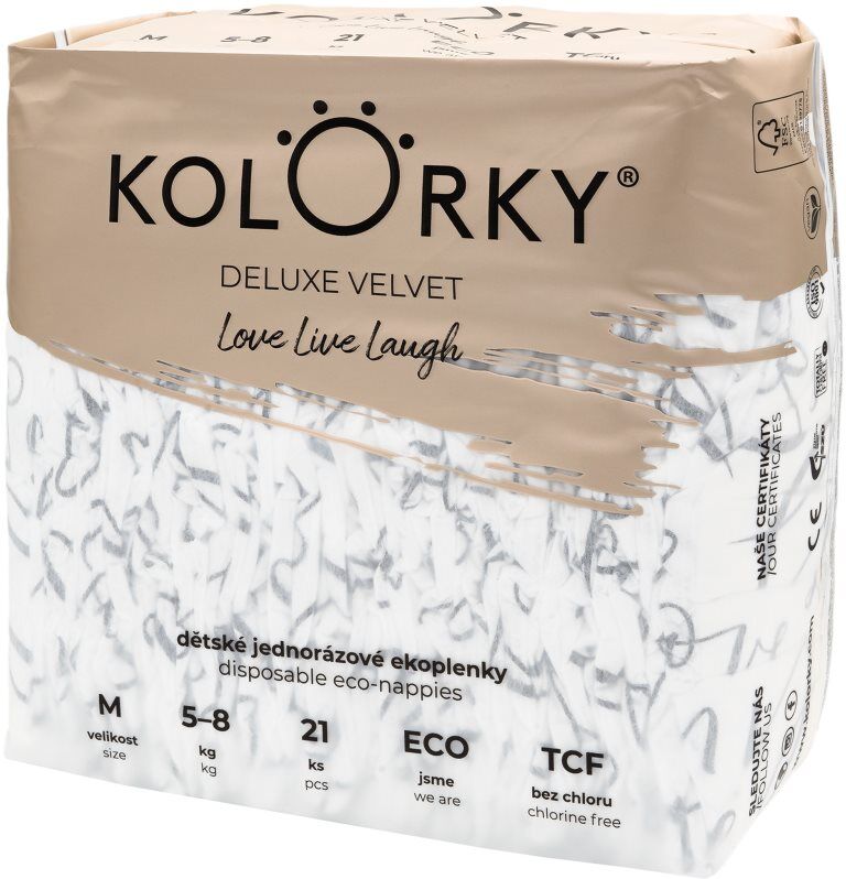 Kolorky Deluxe Velvet Love Live Laugh disposable nappies size M 5-8 Kg 21 pc