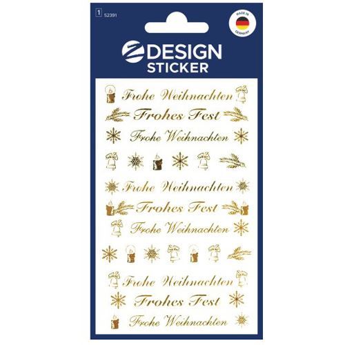 AVERY Zweckform Aufkleber Frohe Weihnachten, gold, 9 Etiketten
