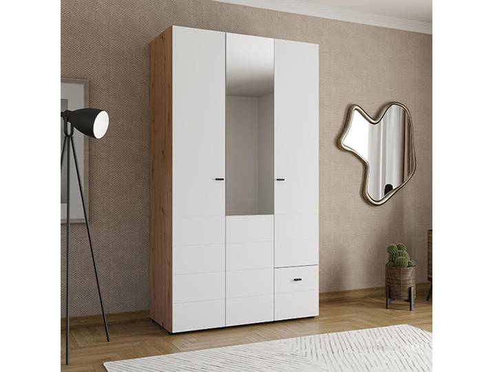 Dmora - Armoire 3 Portes\, 117x52 cm Blanc Mat\, Porte-manteaux