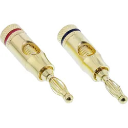 INLINE 2x Bananen Stecker, Schraubversion, Metall, vergoldet