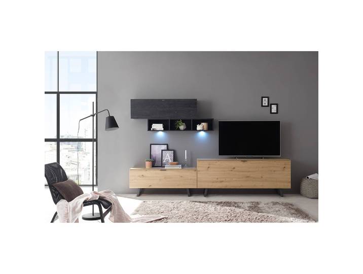 TV-Lowboard I Spanplatte, foliert Braun/Asteiche Dekor 162cm