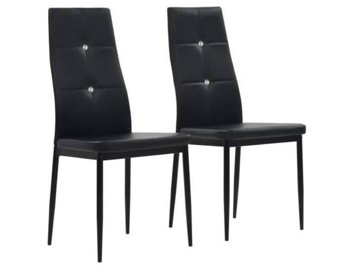 Todiikf Esszimmerstühle 2er Set Schwarz Kunstleder Polsterstuhl Elegantes 2er Set Polsterstühle mit Kristallknöpfen, robuster Holzrahmen und Stahlbeine für Küche und Esszimmer.