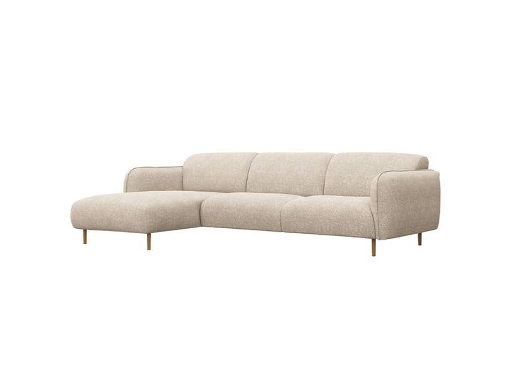 Applique murale Tycho Beige Tissu Bouclé Coletta 258 x 72 x 160cm Méridienne courte à gauche vue de face Moderne