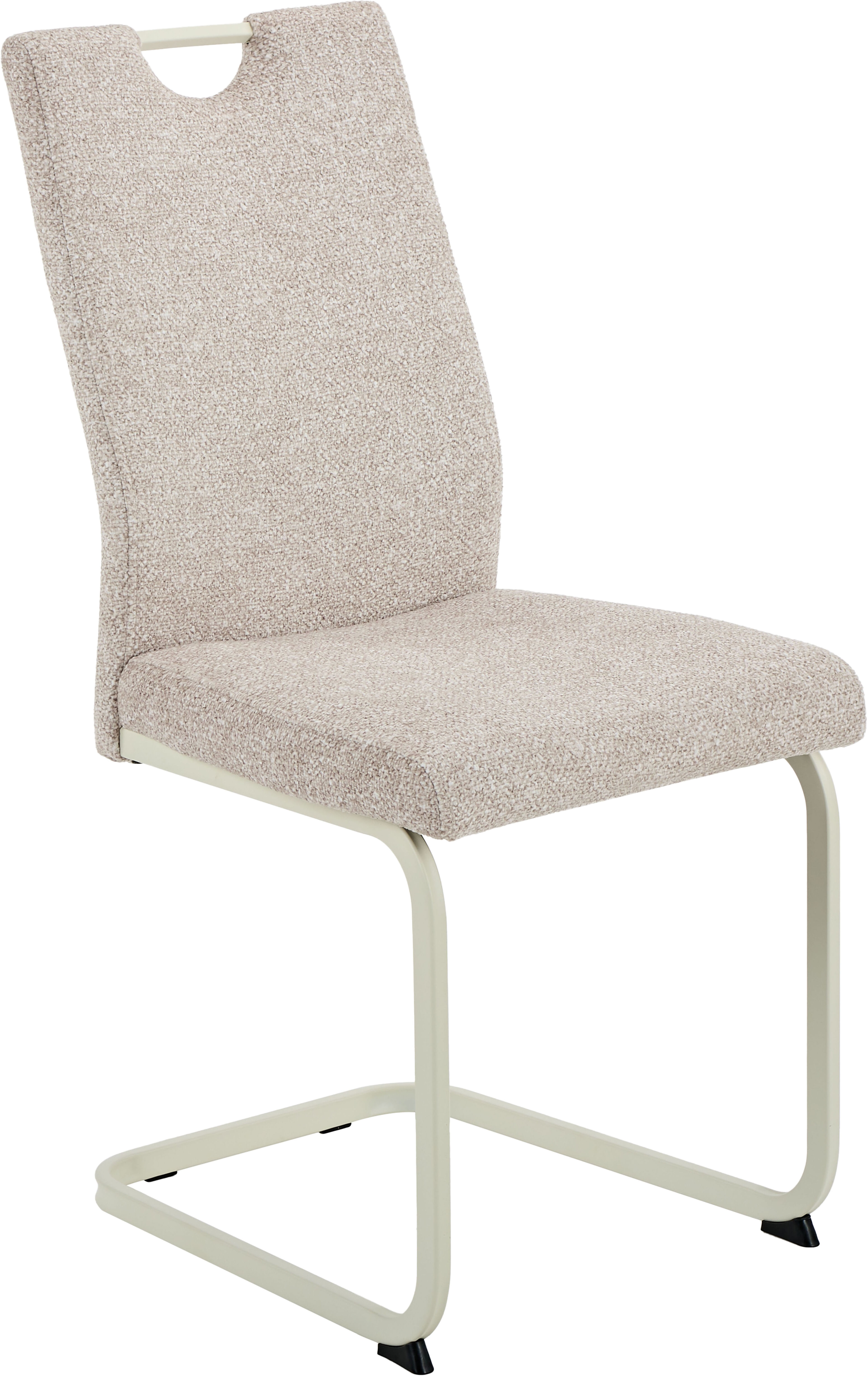Freischwinger HELA "TIVOLI", beige (creme, perlweiß, perlweiß, creme), B:43,5cm H:97cm T:60,5cm, Metall, Polyester, Stoff, Stühle, Freischwinger, Freischwinger, Gestell Perlweiß, mit Griff, 140kg belastbar