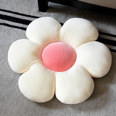 Uplifted Trends Plush Six Petal Flower Cushion Pillow Floral Seat Cushion For Bedroom & Kids Room Decor powder