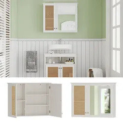 Vicco Spiegelschrank Rosario 60 x 49 cm, Weiß, mit 2 Türen, Badezimmer, modern