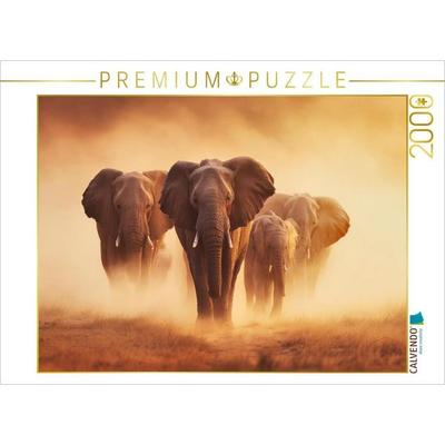 CALVENDO Puzzle Elefanten, gemeinsam durch das endlose Gold der Sonne | 2000 Teile Lege-Größe 90x67cm Foto-Puzzle für glückliche Stunden, Sonstige von