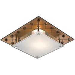 Deckenlampe Deckenleuchte Wohnzimmerlampe satiniert Kupfer Metall Glas H 8,5 cm