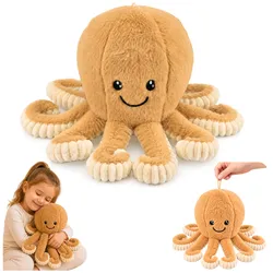 Plüsch-Oktopus, Kuscheltier mit elastischen Tentakeln, Beige, 30 cm