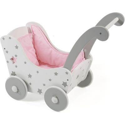 Puppenwagen CHIC2000 "aus Holz", grau (stars grau), Puppenwagen, KinderB:31cm H:45cm T:55cm, Mitteldichte Faserplatte (MDF), B:31cm H:45cm T:55cm