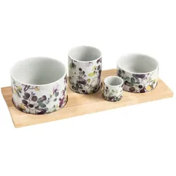 TABLE PASSION Aperitifservice 4-teilig Garden - Mehrfarbig Rechteck Porzellan Tisch Passion 33.5x13 cm