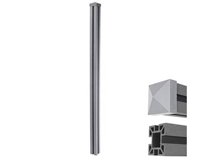 Mendler WPC-Pfosten Sarthe-WPC-Zaun 1,88m - grau