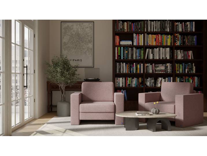 BRUNO Schlafsessel 70cm in Pink Blush Rosa praktische Größe stabiles Massivholz & Boxspringkomfort