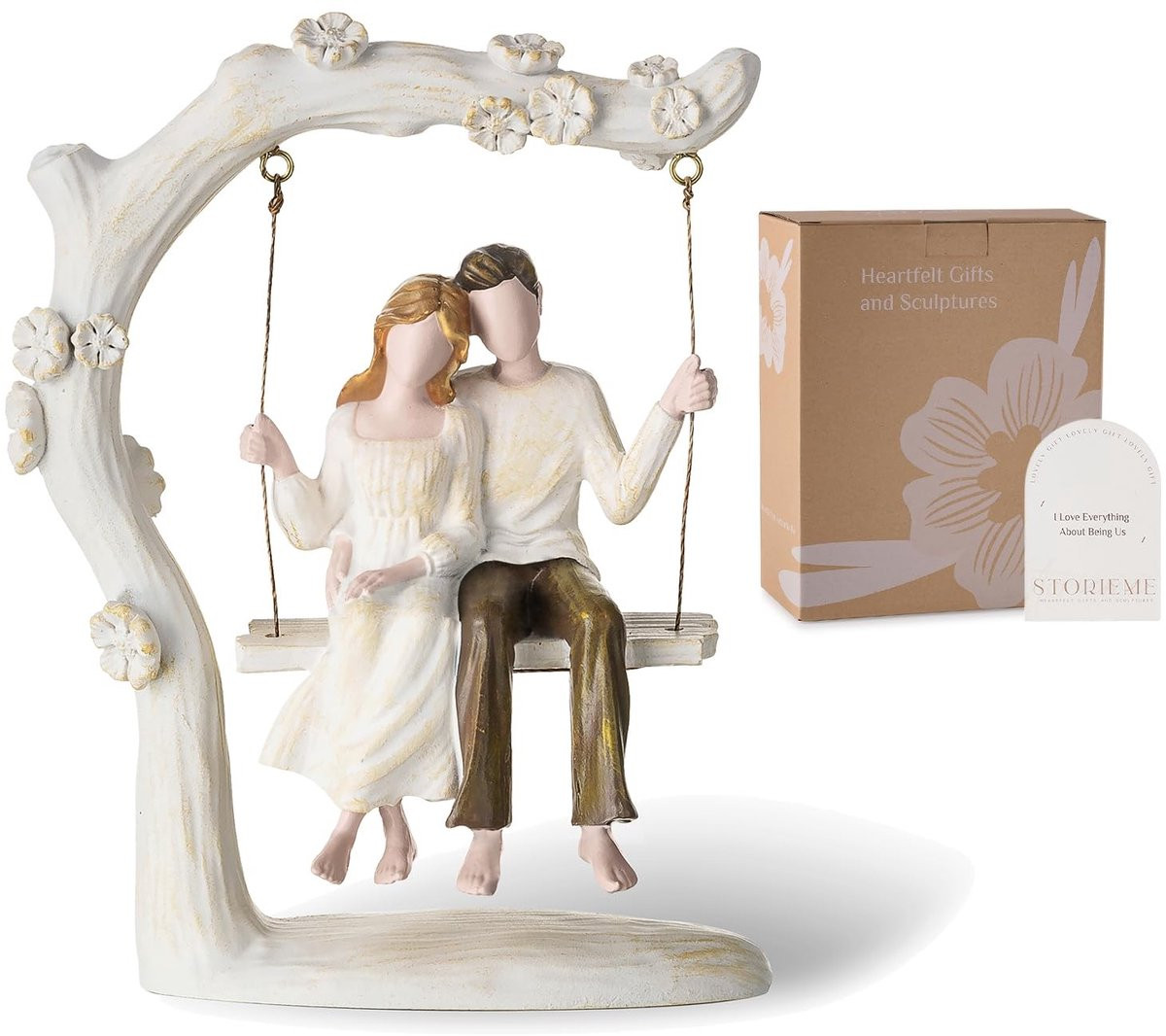 Dailygoods Sculptuur Romantisch Paar met Luxe Geschenkdoos en Wenskaart