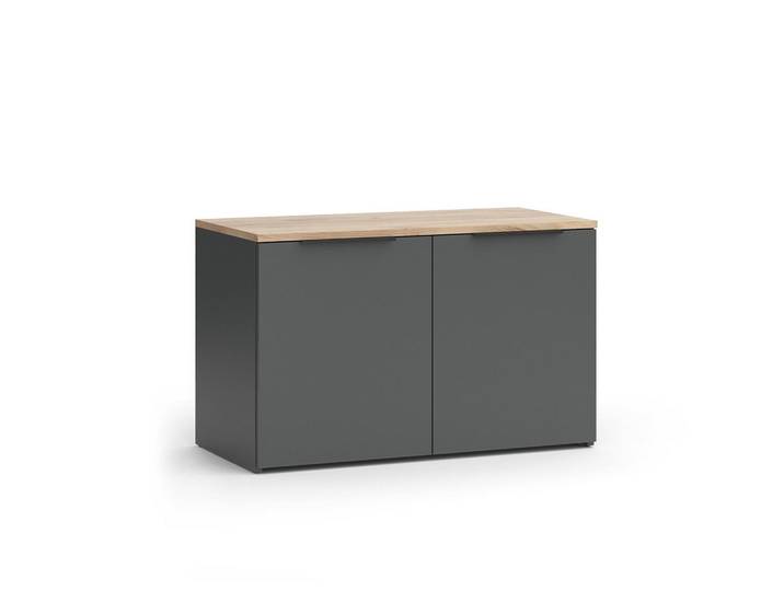 Vicco Kommode Wido Anthrazit 80 x 50 cm mit 2 Türen, Holzwerkstoff, Rechteckig, 80x50x40 cm, Kleinmöbel, Kommoden