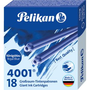 Pelikan Füllerpatronen 4001 GTP18, königsblau, Großraumpatronen, 18 Stück