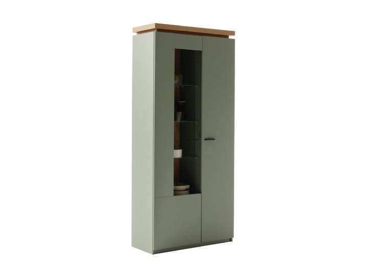 Kombi-Vitrine Moniz , Salbei grün / Eiche Evoke , ohne Beleuchtung
