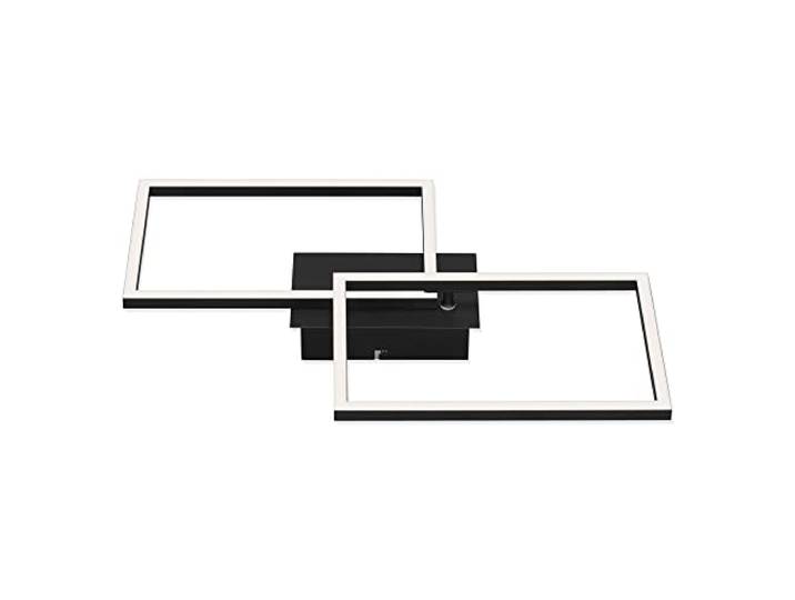 BRILONER - Plafonnier LED\, plafonnier à intensité variable\, télécommande incluse\, contrôle de la température de couleur inclus\, fonction veilleuse et minuterie incluses\, noir\, 50x38\,8x7\,8cm