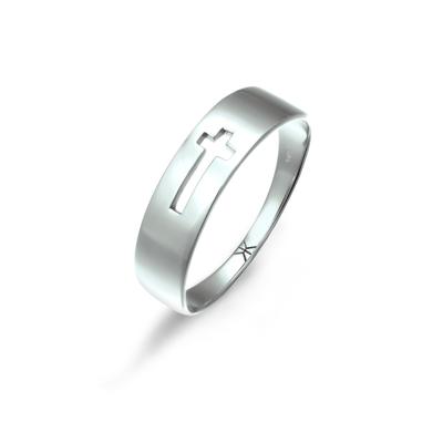 Silberring KUZZOI "Ring Kreuz Basic 585 Weißgold" Gr. 56, weiß, Fingerringe, Herren, 56, Weißgold 585, Silberring
