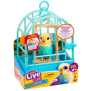 Little-Live-Pets Elektronisches-Haustier My Really Real Bird, mit Vogelkäfig, Indie, 20 Geräusche & Reaktionen, ab 5 Jahre