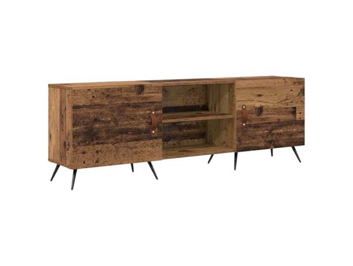 KGFHERENB TV-Schrank Lowboard 150x30x50 cm Altholz-Optik Holzwerkstoff Praktisches Medienmöbel für Heimkino und Gästezimmer mit zwei Fächern sowie konischen Beinen für klare Raumstrukturen.