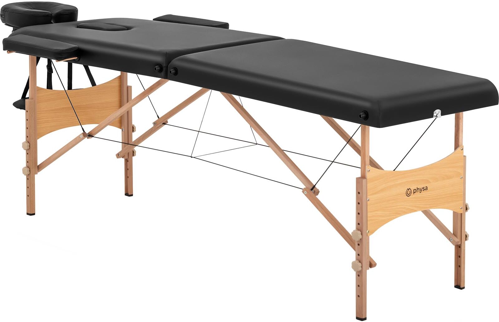 physa Massagebriks sammenklappelig - 2 afsnit - 185 x 70 x 62 - 86 cm - 220 kg - sort PHYSA VANNES BLACK